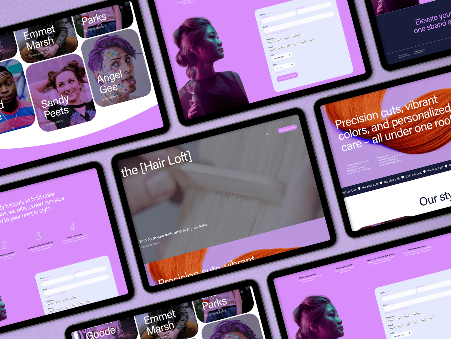 the hair loft brand and web design for a hair salon