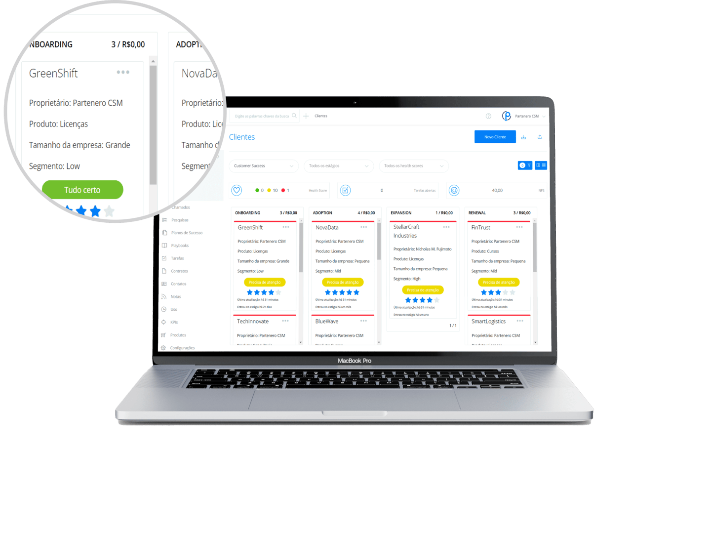 Imagem de laptop com tela aberta da ferramenta da Partenero