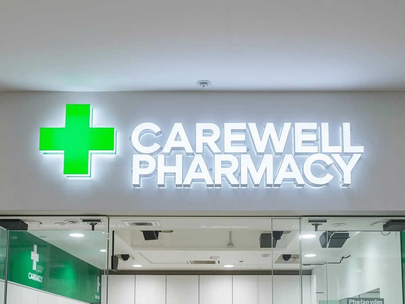 a sign that says carewell pharmacy