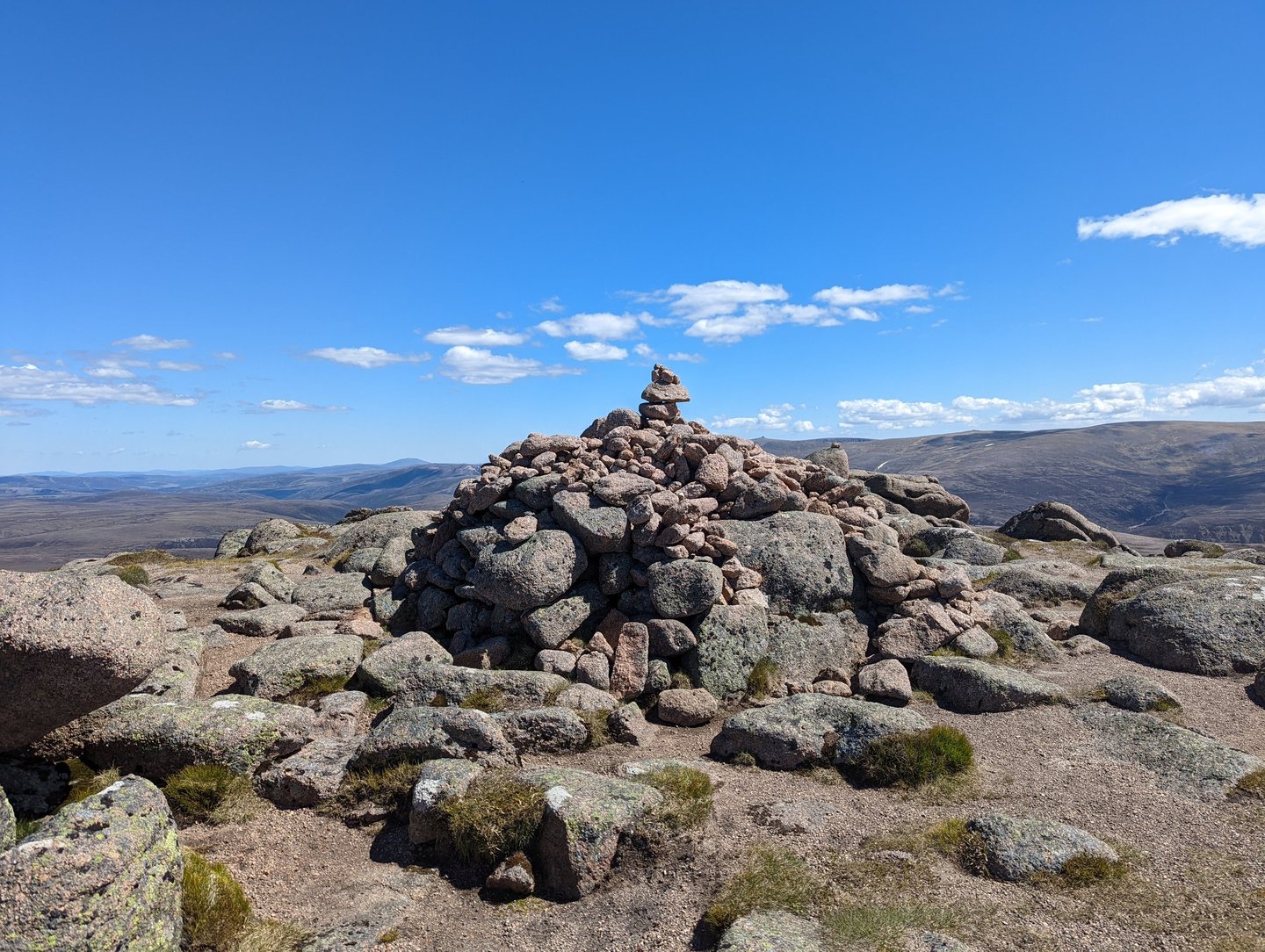Mountain summit cairn