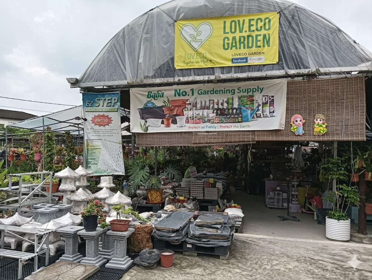 Loveco Garden nursery store with plants, stone lanterns and gardening supplies – Yie Yang Landscape