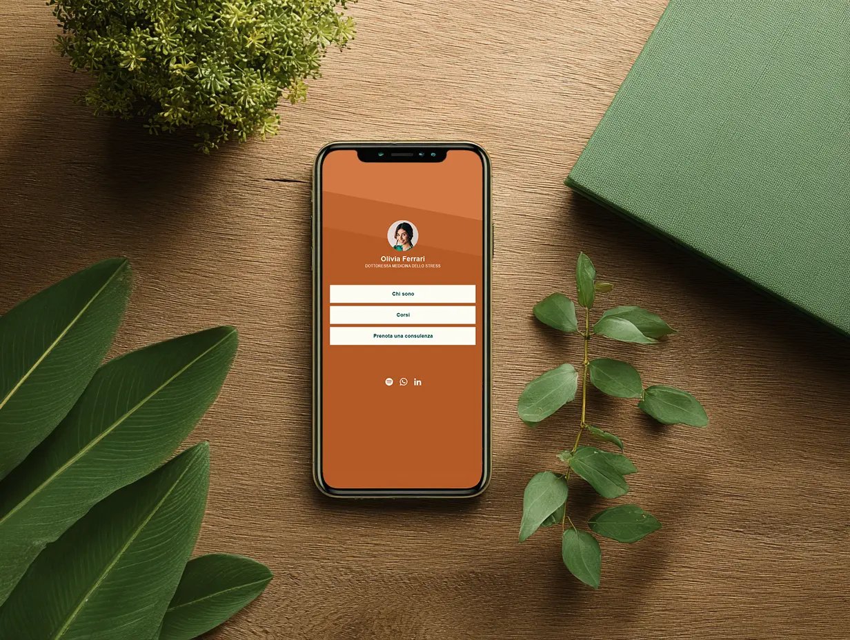 Biglietto da visita digitale su smartphone, soluzione per liberi professionisti senza sito web.
