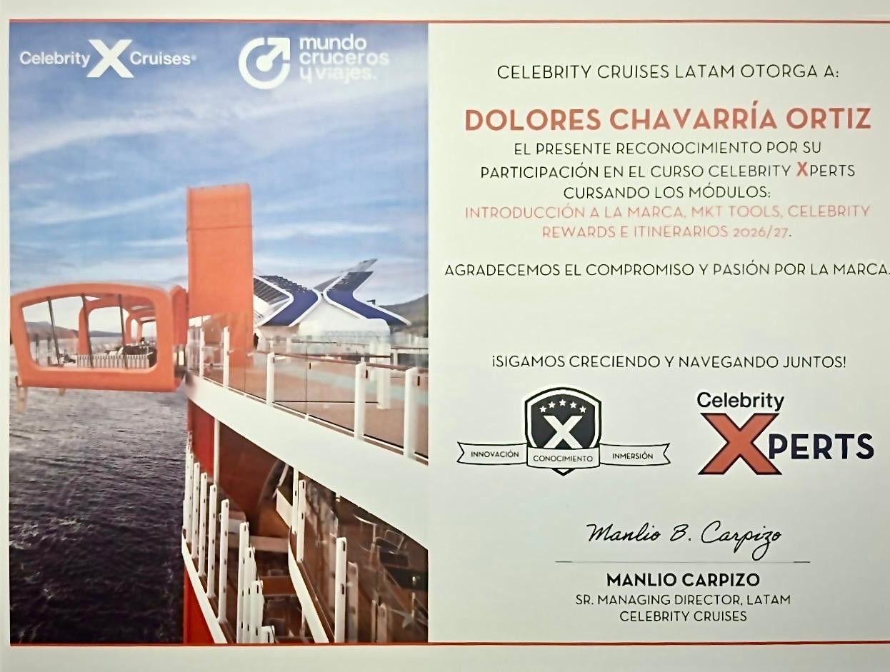 Certidicado Celebrity Xperts DCO Experience