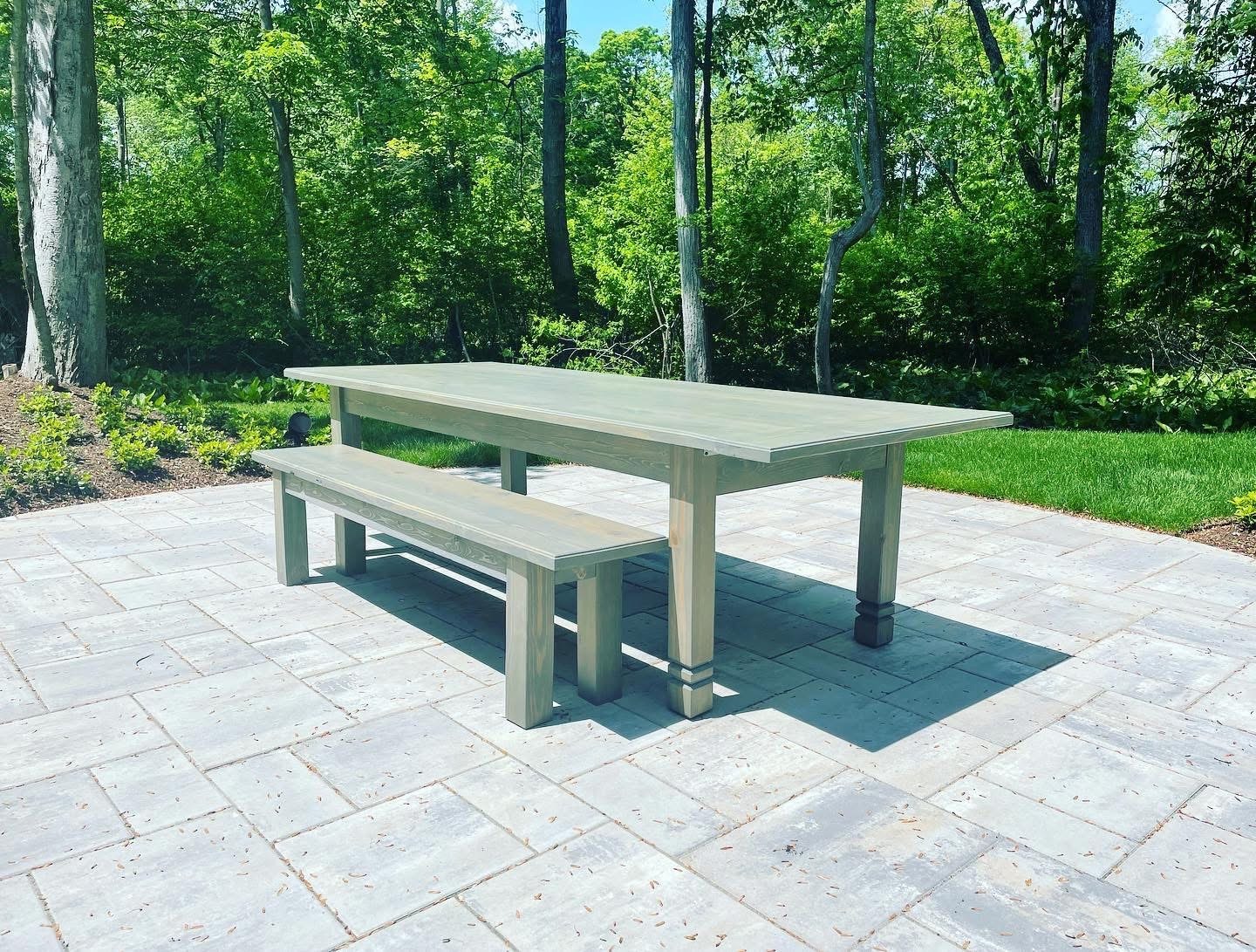 Custom made, handcrafted outdoor table with subtle detailing.