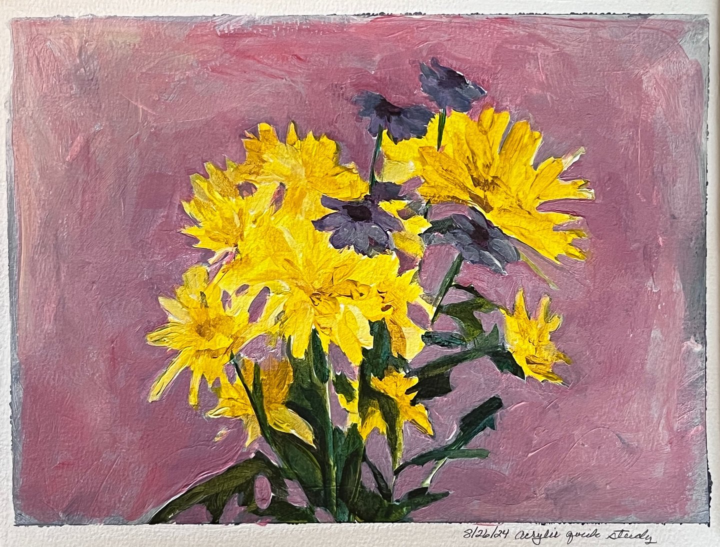 Yellow Flowers in Pink Background