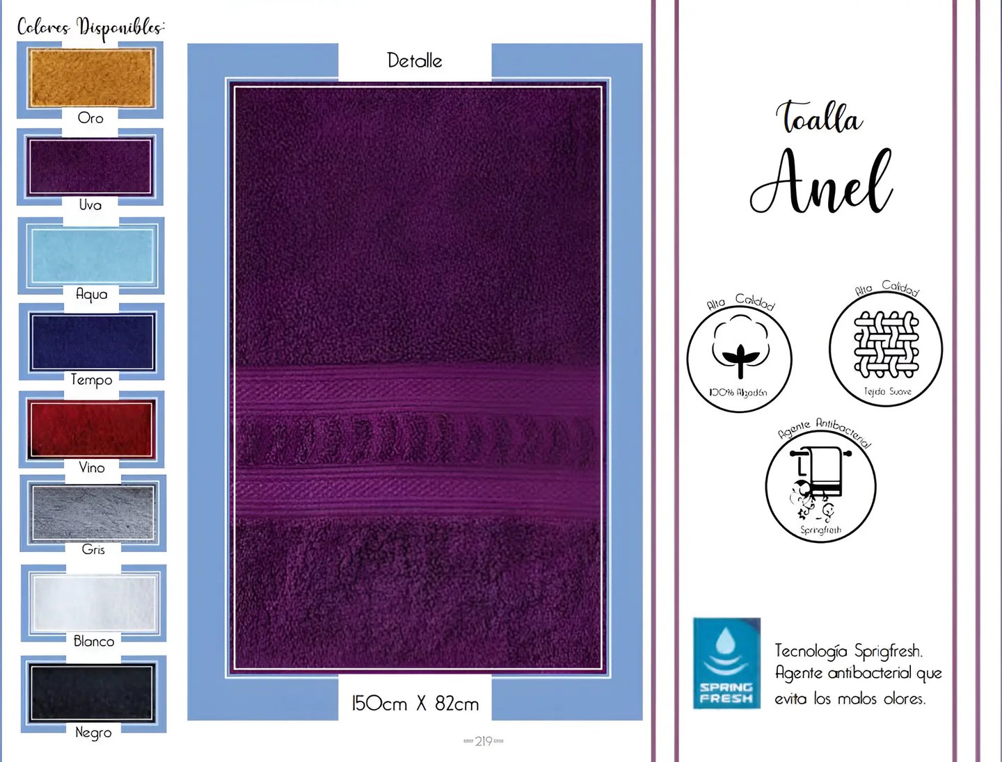 Toallas de multiples colores modelo Toallas Anel de la marca Colchas Primavera