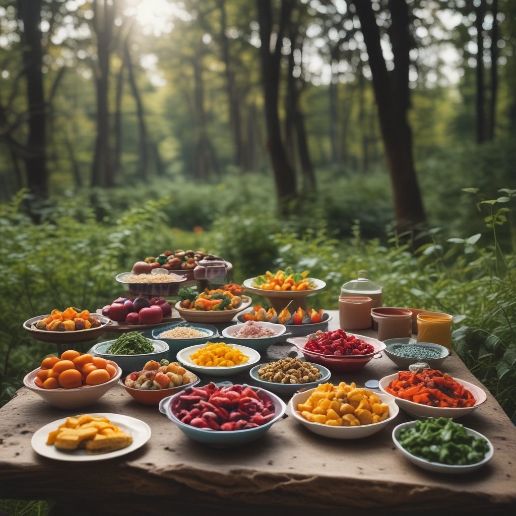 A vibrant bowl of colorful plant-based protein salad with fresh herbs and seeds.