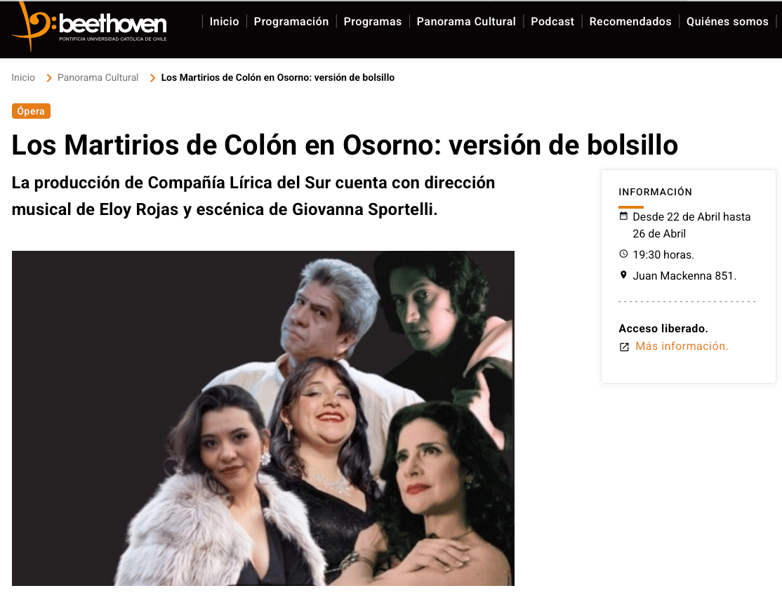 Eloy Rojas Quintero y La Ópera Los Martirios de Colón