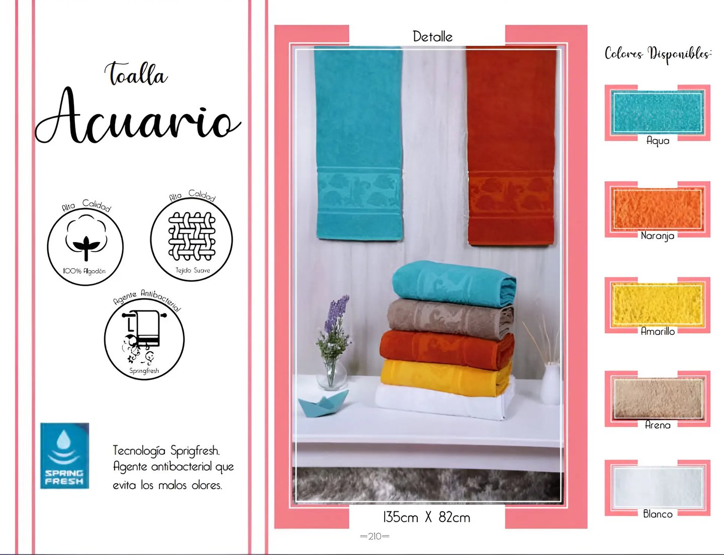 Toallas de multiples colores modelo Toallas Acuario de la marca Colchas Primavera