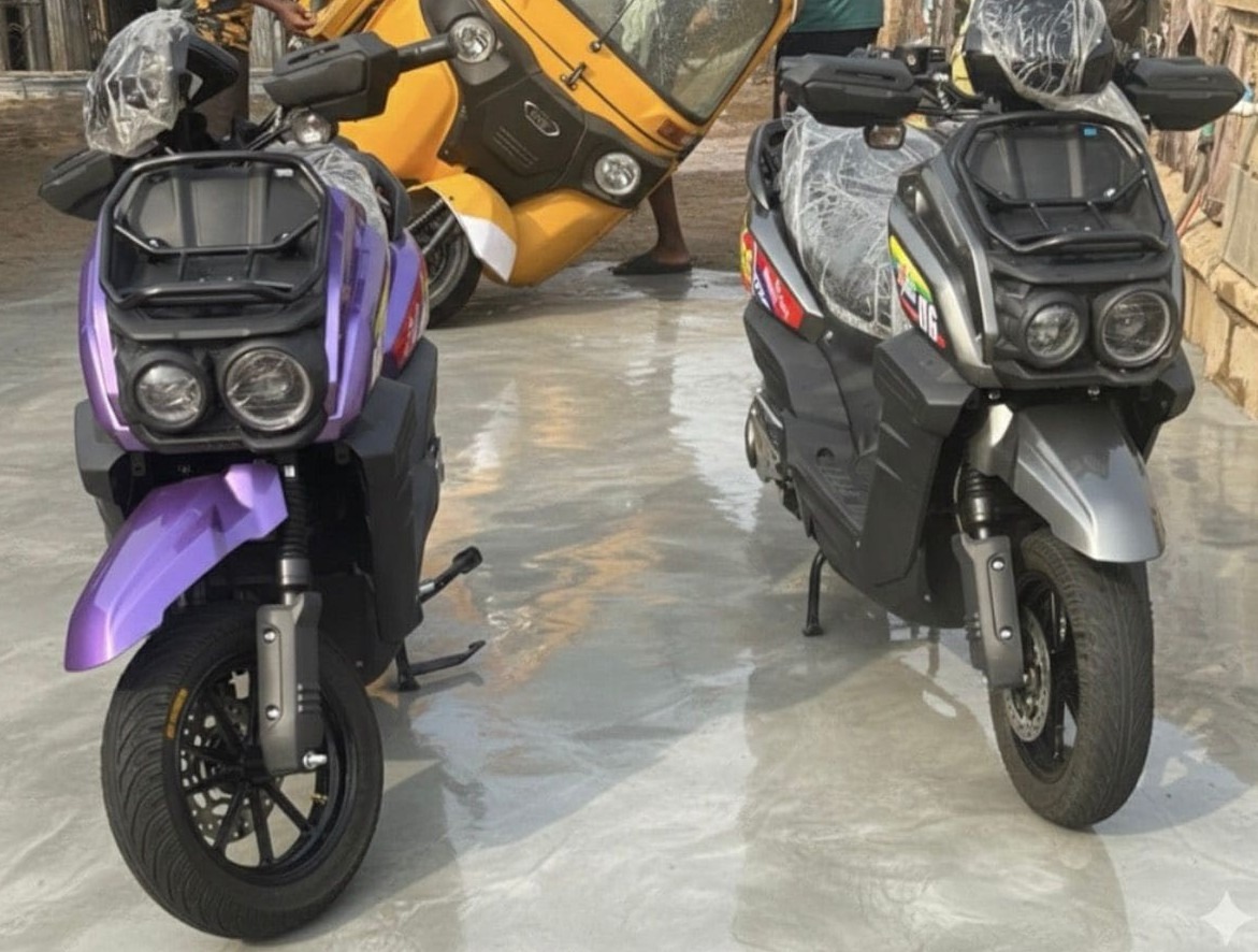 purple and grey and black bikes on a gray cement