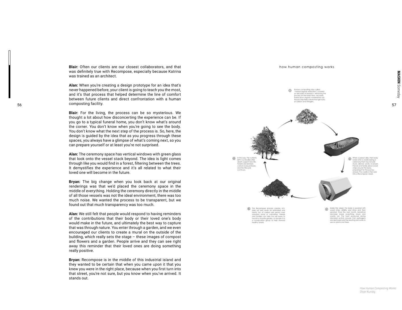 A magazine spread with a diagram of a life cycle