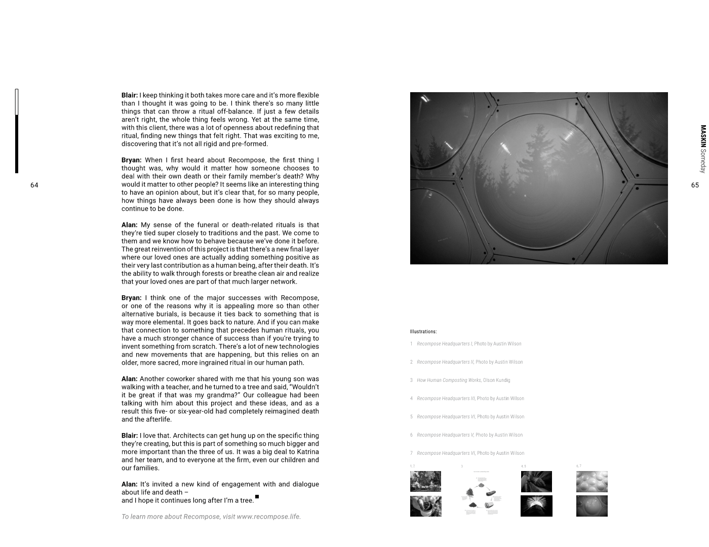 A magazine spread with a photo of a hexagonal machine