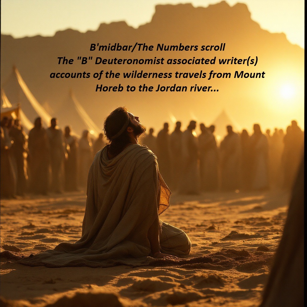 B'midbar/The Numbers scroll The "B" writer(s) accounts of the wilderness travels from Mount Horeb