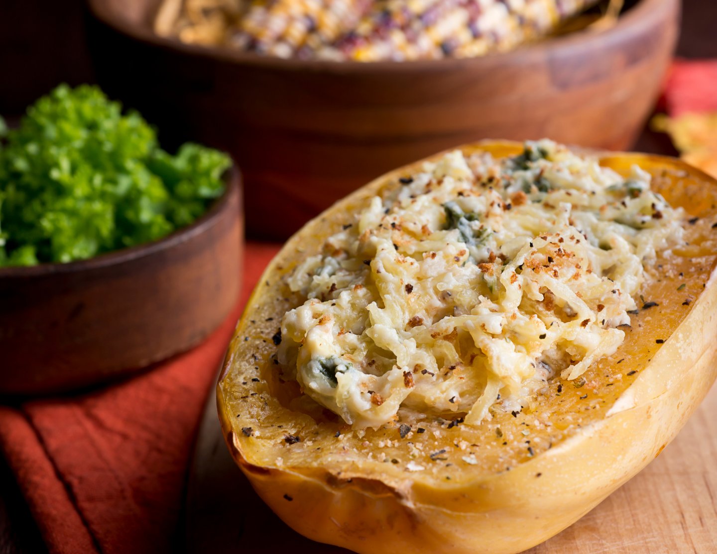 Keto Side dish of Spaghetti Squash Alfredo