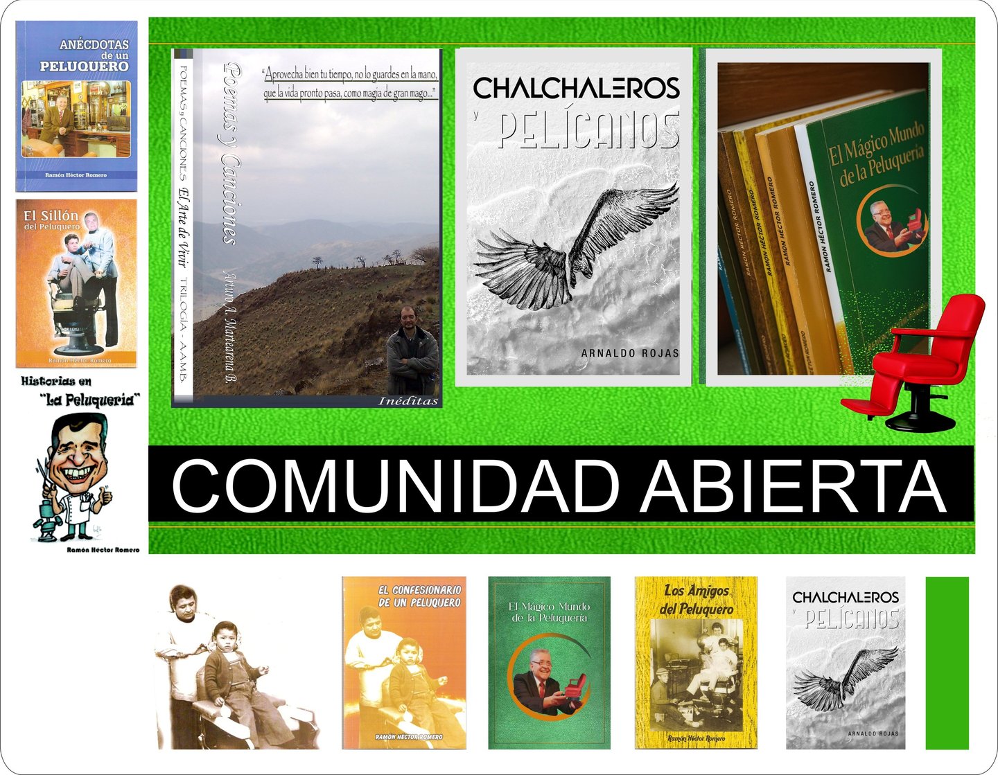 Comunidad Abierta (Botón Libro es cultura, con imágenes de tapas de Libros)