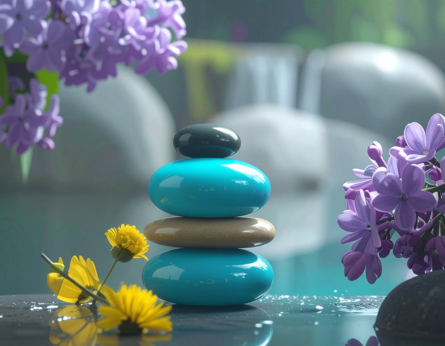 a stack of stones sitting on top of a table