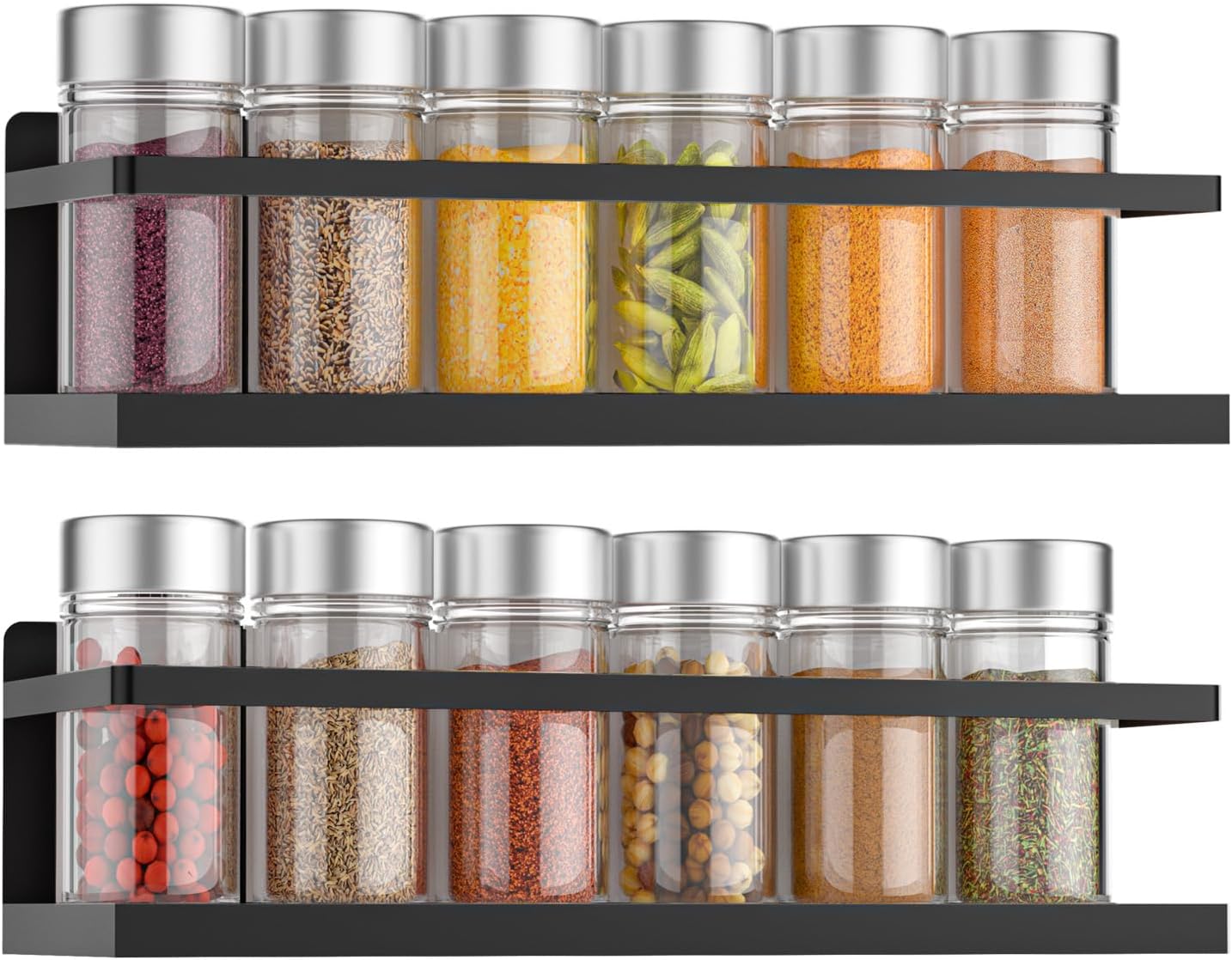best magnetic spice rack for refrigerator showing strong hold and organized jars in small kitchen