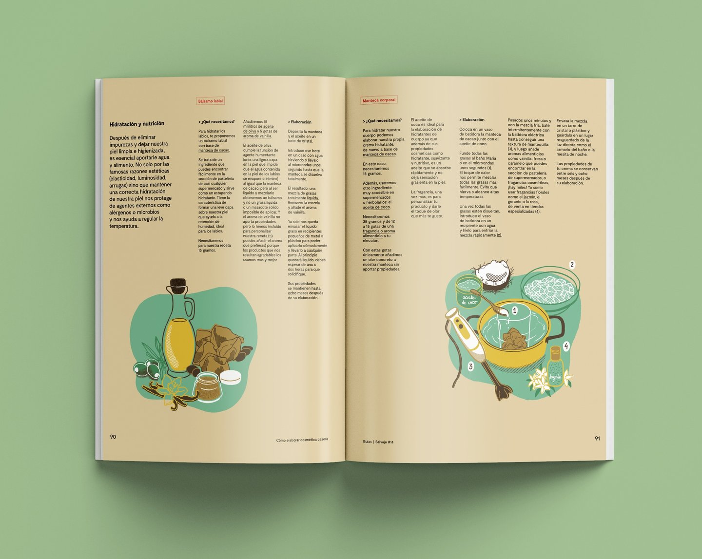 a magazine opened to show recipes with illustrations