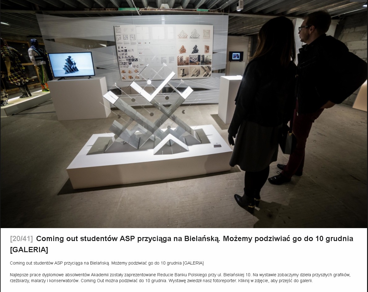 Projekt Justyny Grodzkiej wśród laureatów Coming Out – dyplom na wystawie najlepszych prac