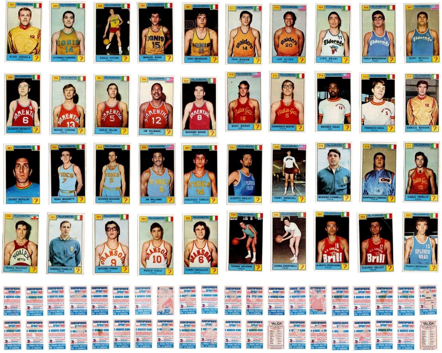 1969 Vintage Panini Basketball Cards Complete Sets from 1960s Italy