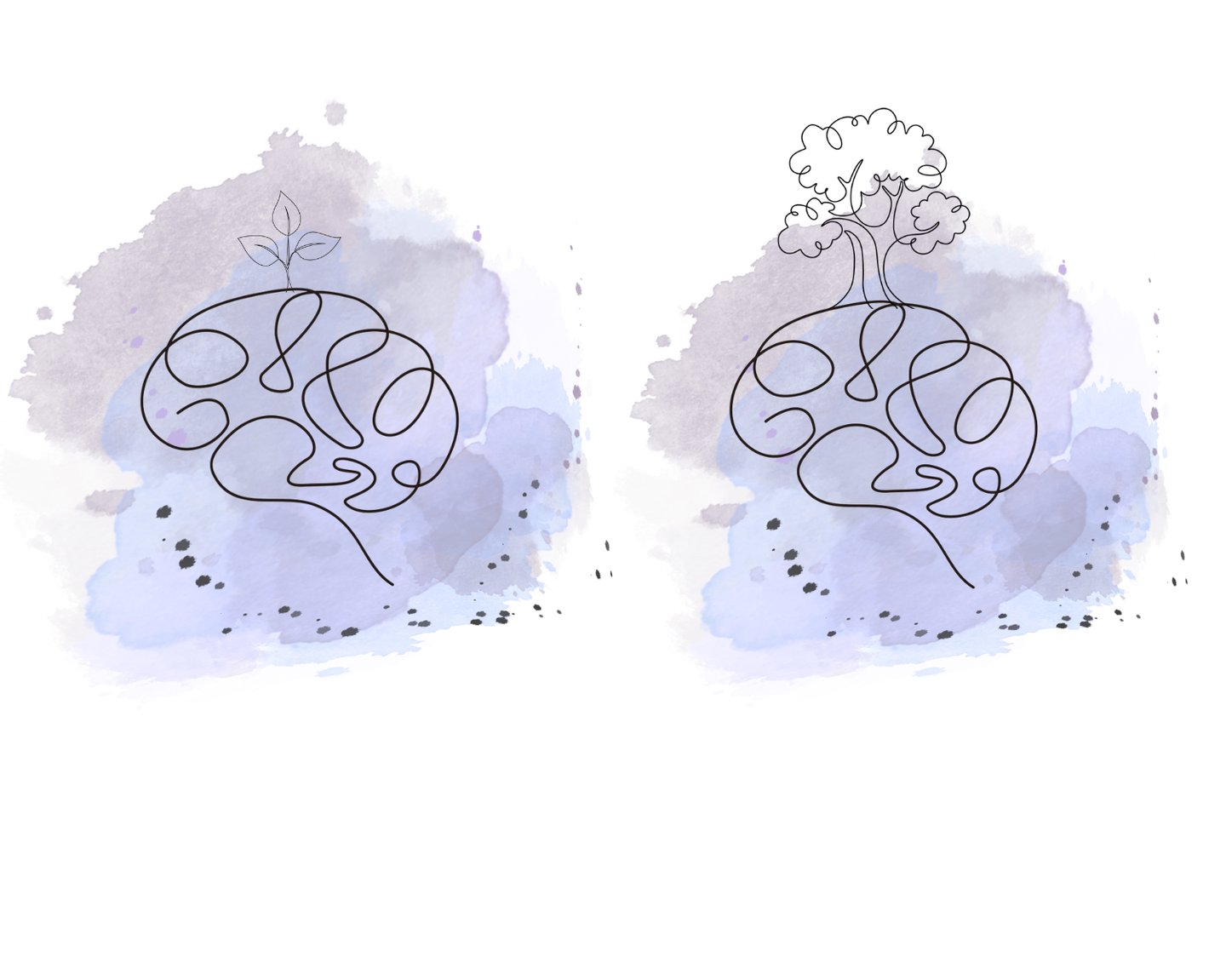 Cerveau dessiné en trompe l'oeil à l'aide d'un seul trait
