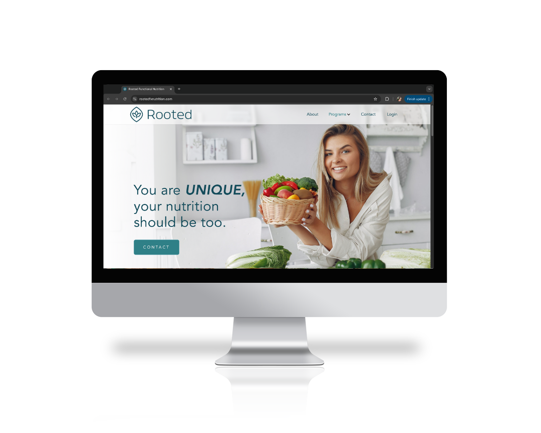 a computer monitor screen displaying a nutritionist website design