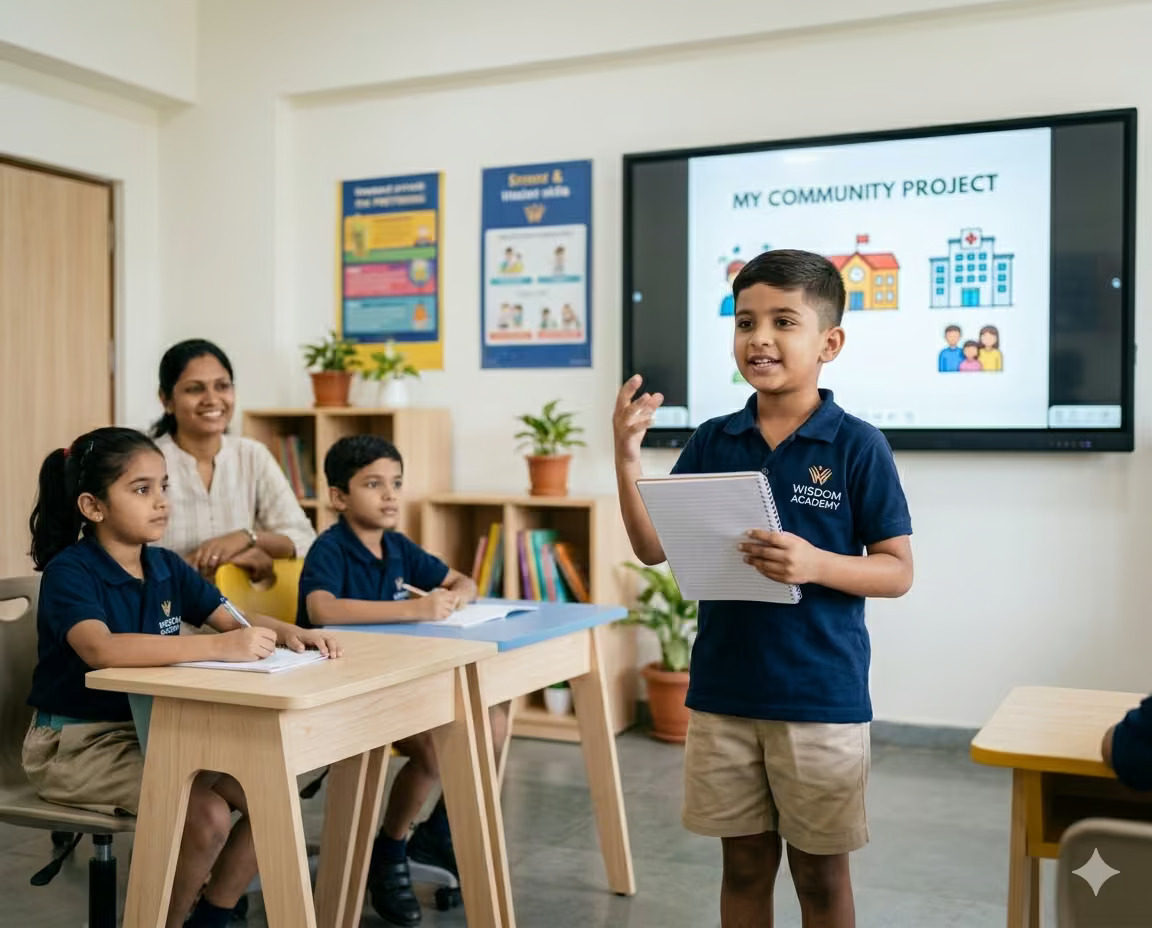 Boy speaking confidently