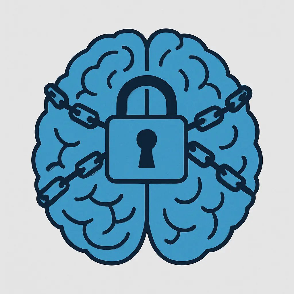 Un cerveau stylisé avec une serrure ou des chaînes, représentant la boucle obsessionnelle du TOC.