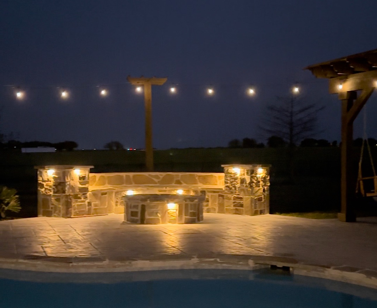 Outdoor Living Space with Lights