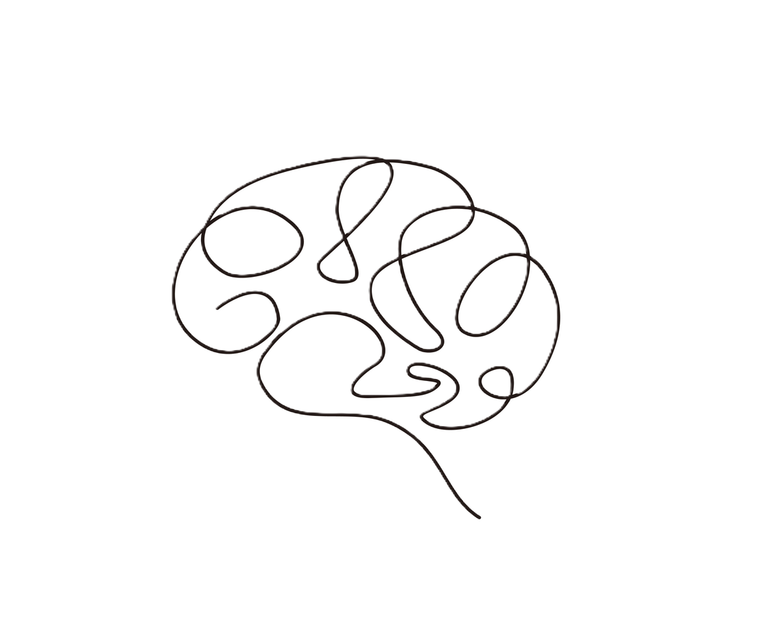 Cerveau dessiné en trompe l'oeil à l'aide d'un seul trait