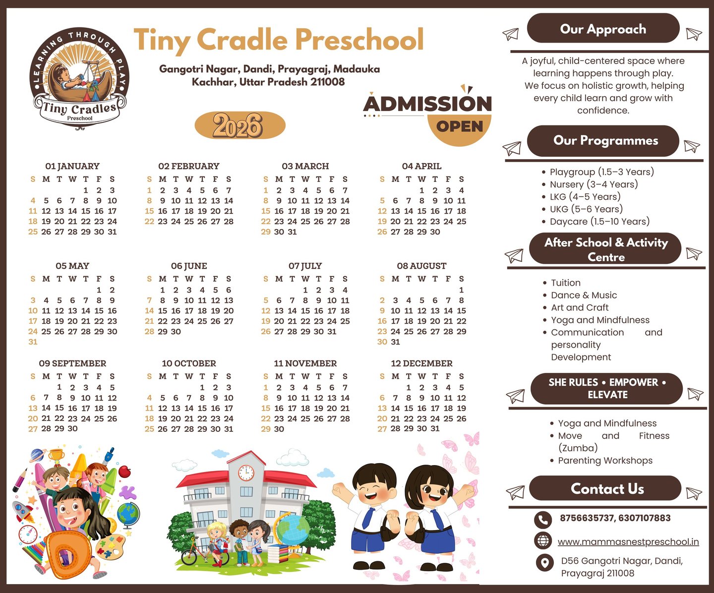 Calender promotion for preschools
