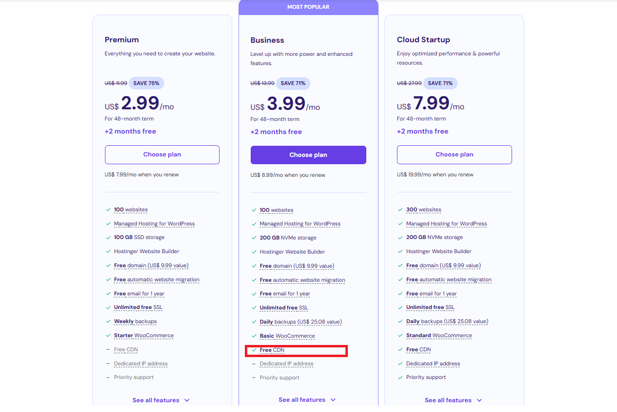 Хостинг план за Hostinger