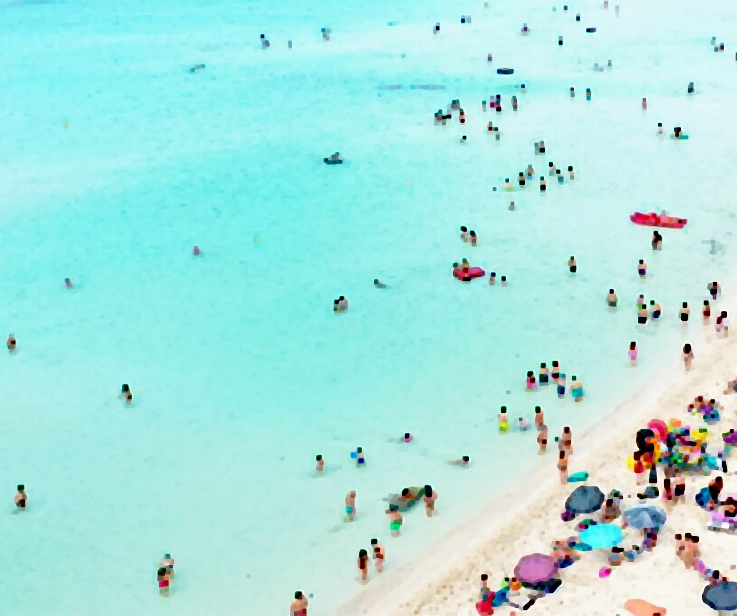 a beach with people on the beach