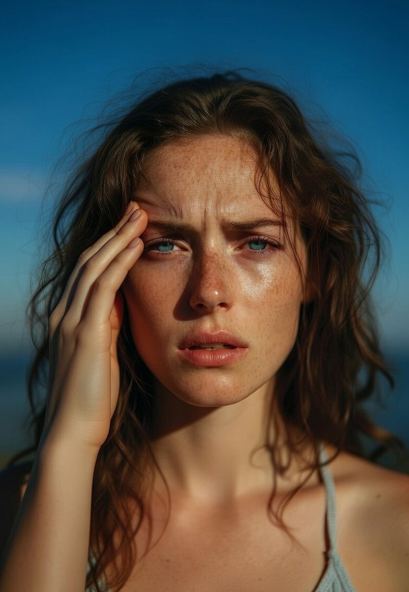 mujer con migraña, cefalea racimos, jaqueca, neuralgia trigémino, dolor de cabeza