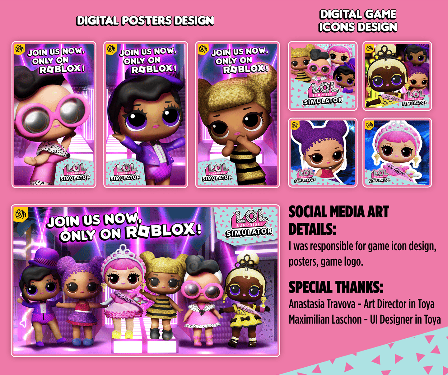 I designed digital posters, icons, game logo, etc.