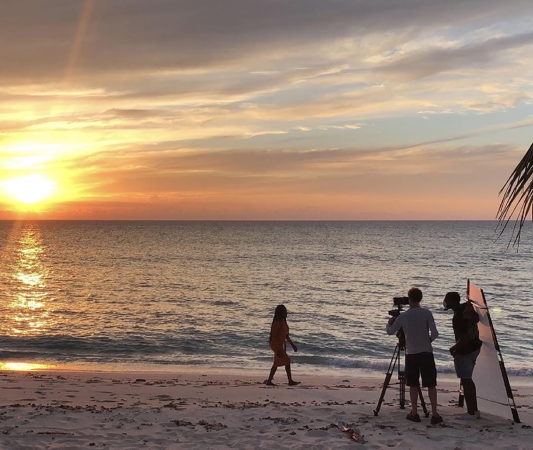 Film Shooting in a Bahamas Beach Setting