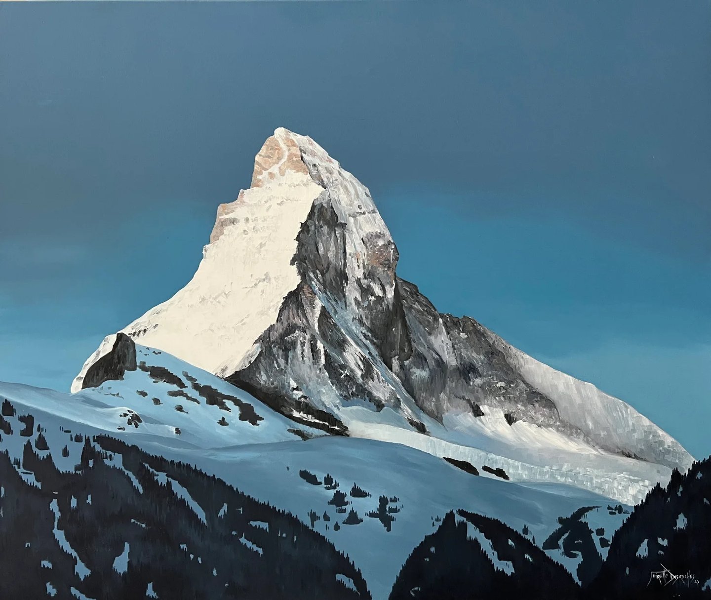 Le cervin peint par l'artiste Mireille Desroches