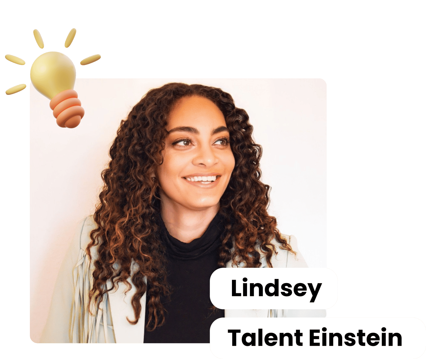 a guide app woman with curly hair and a yellow balloon