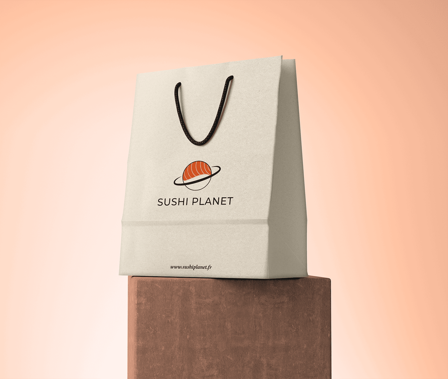 Sushi Planet sac avec logo et adresse du site