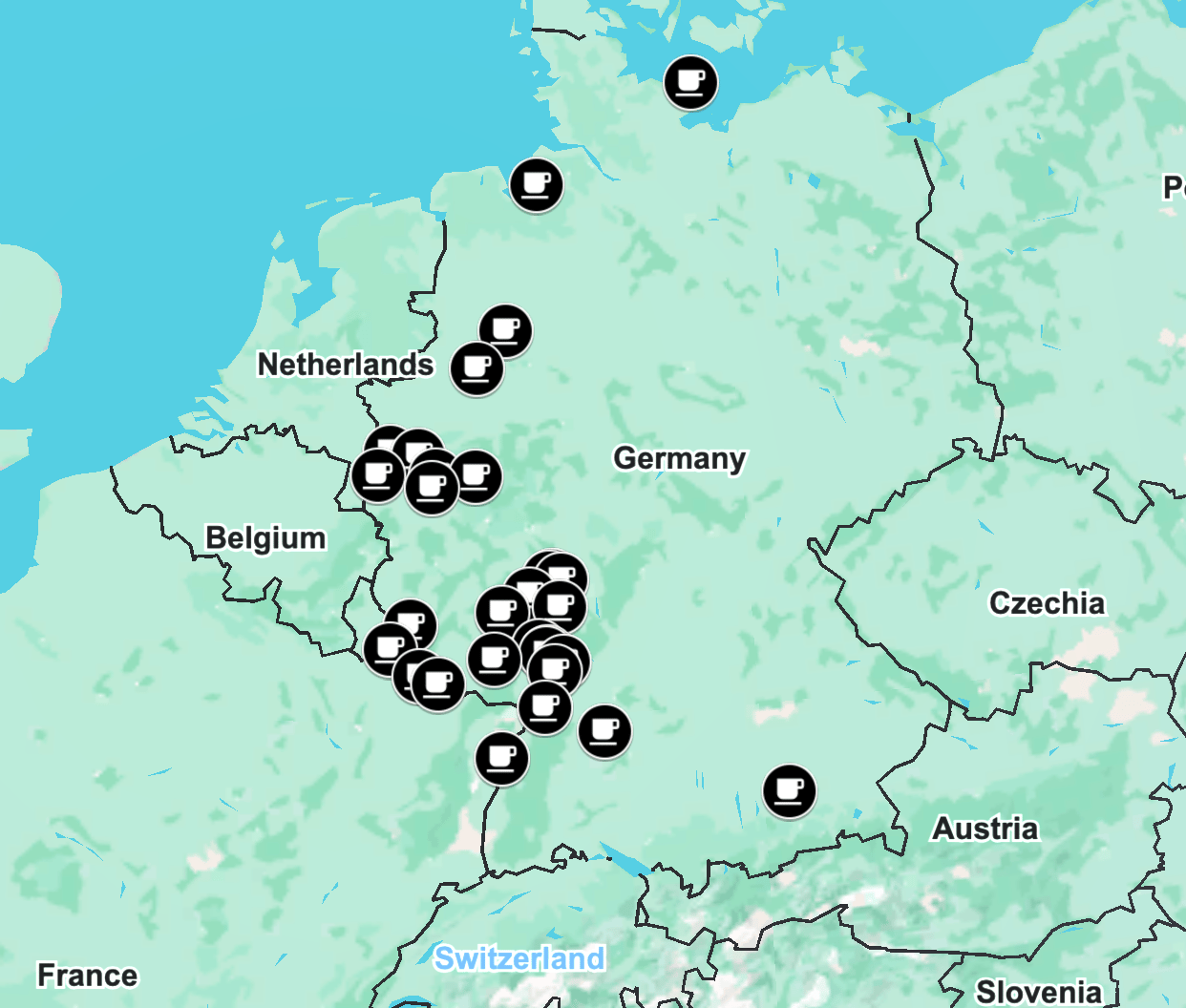 map from al the cities that we have visited