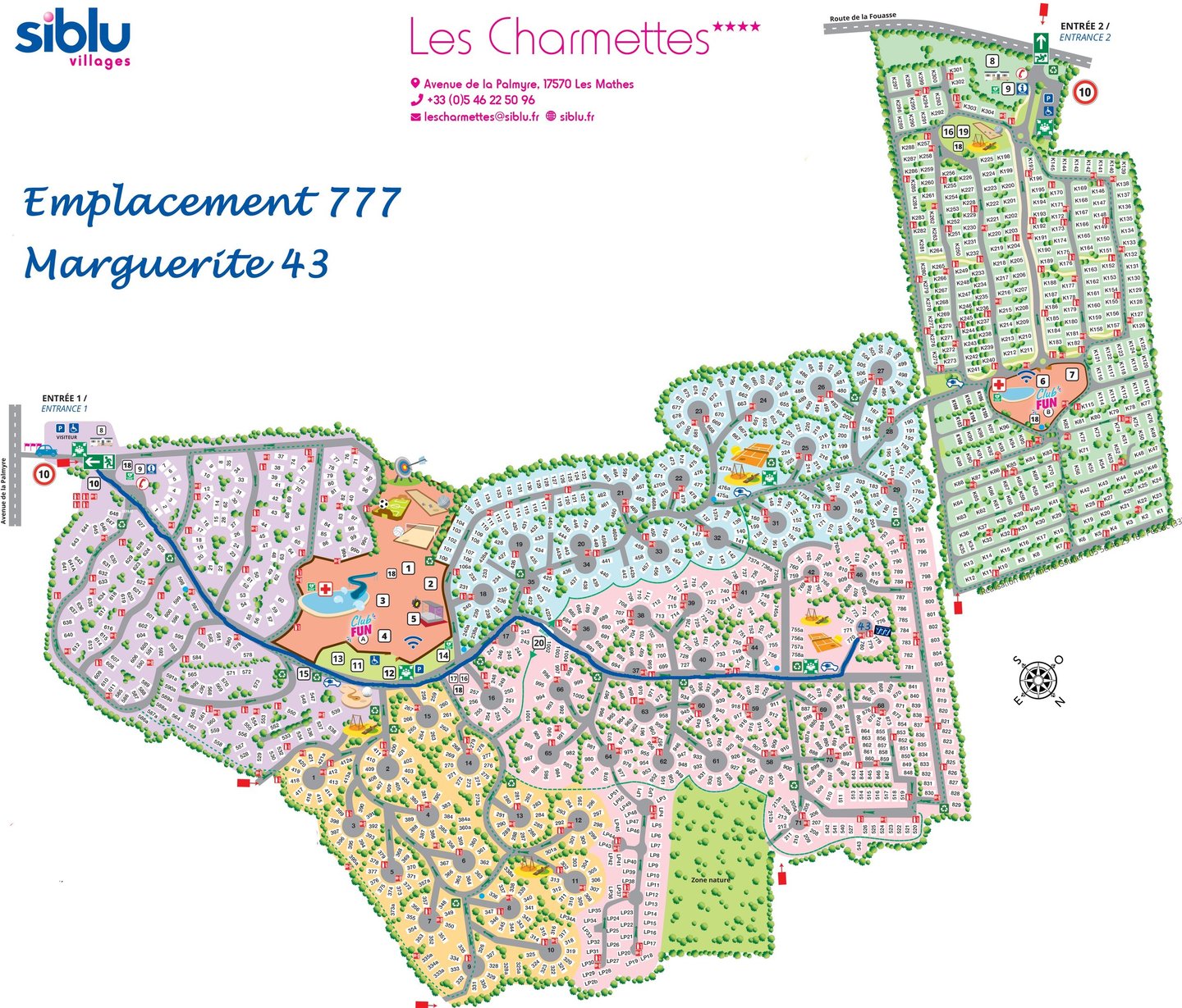 Plan camping Les Charmettes La palmyre