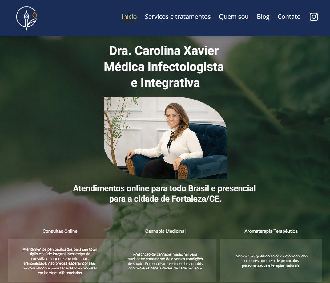 Site Dra. Carolina Xavier Medica infectologista e Integrativa