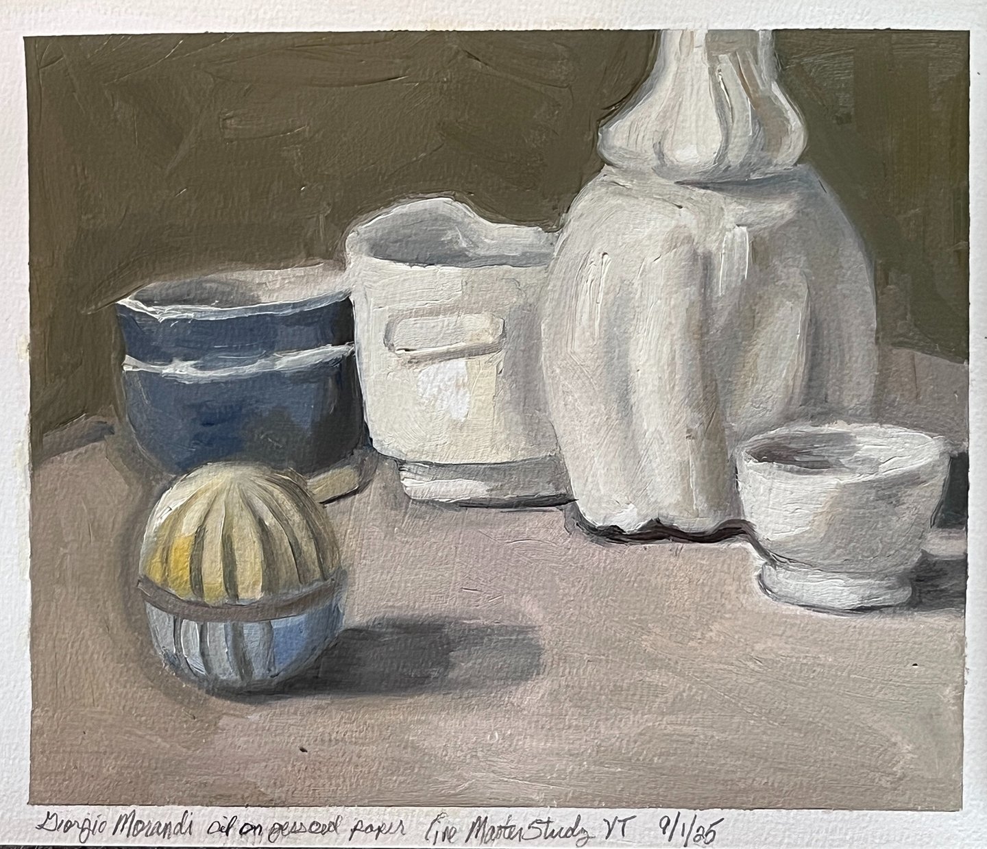 Study of Giorgio Morandi on Paper in Oil