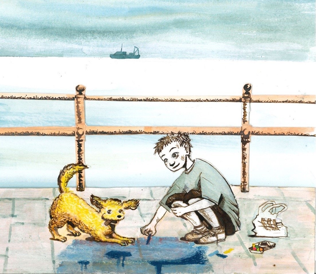 Colour illustration from the cover of Buttons, The First tale of Joey Bananas