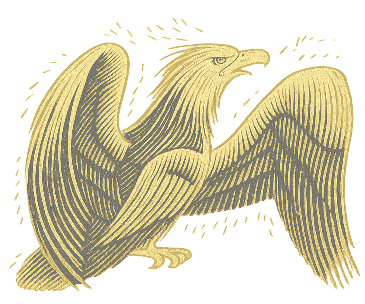 Golden eagle emblem with soft shadow