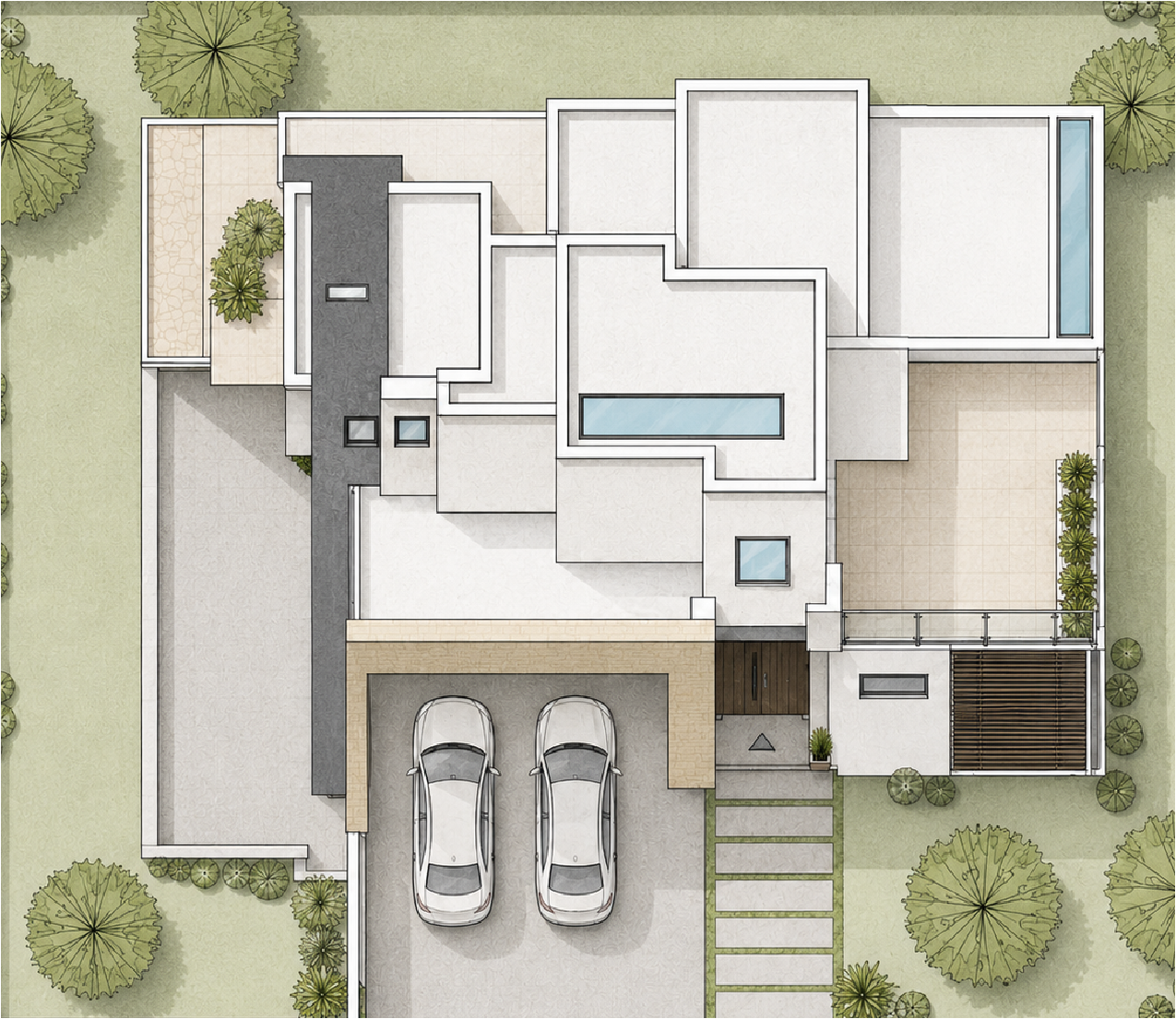 Plano aerero de Casa Lovalvo CVM Arquitectos