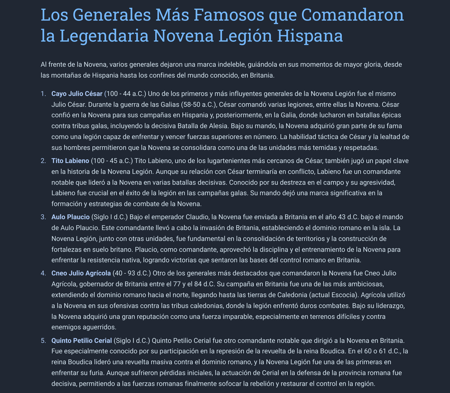 generales novena legion