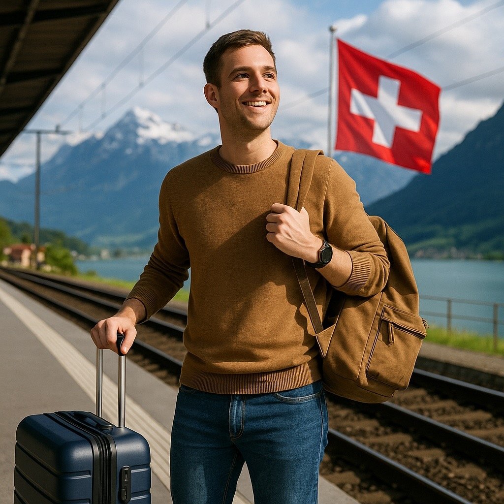 Junger Mann kommt neu in der Schweiz an