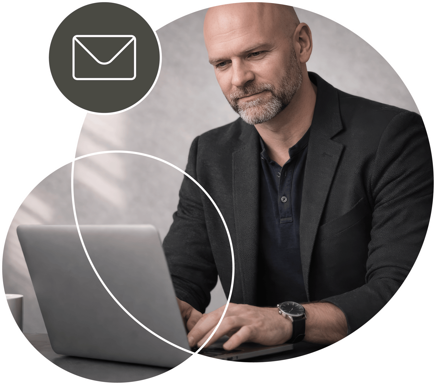 Author Paul Botha working on laptop