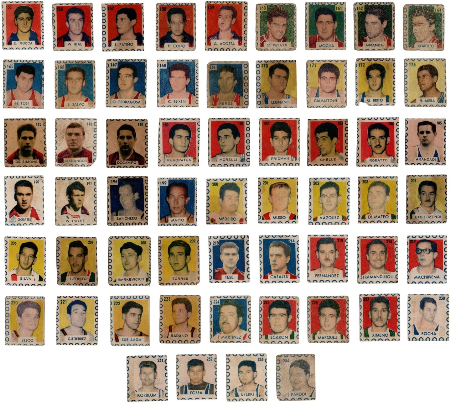 1959 Sellos Deportivos Del Uruguay Basketball Figuritas Rare Vintage Cards Oscar Moglia
